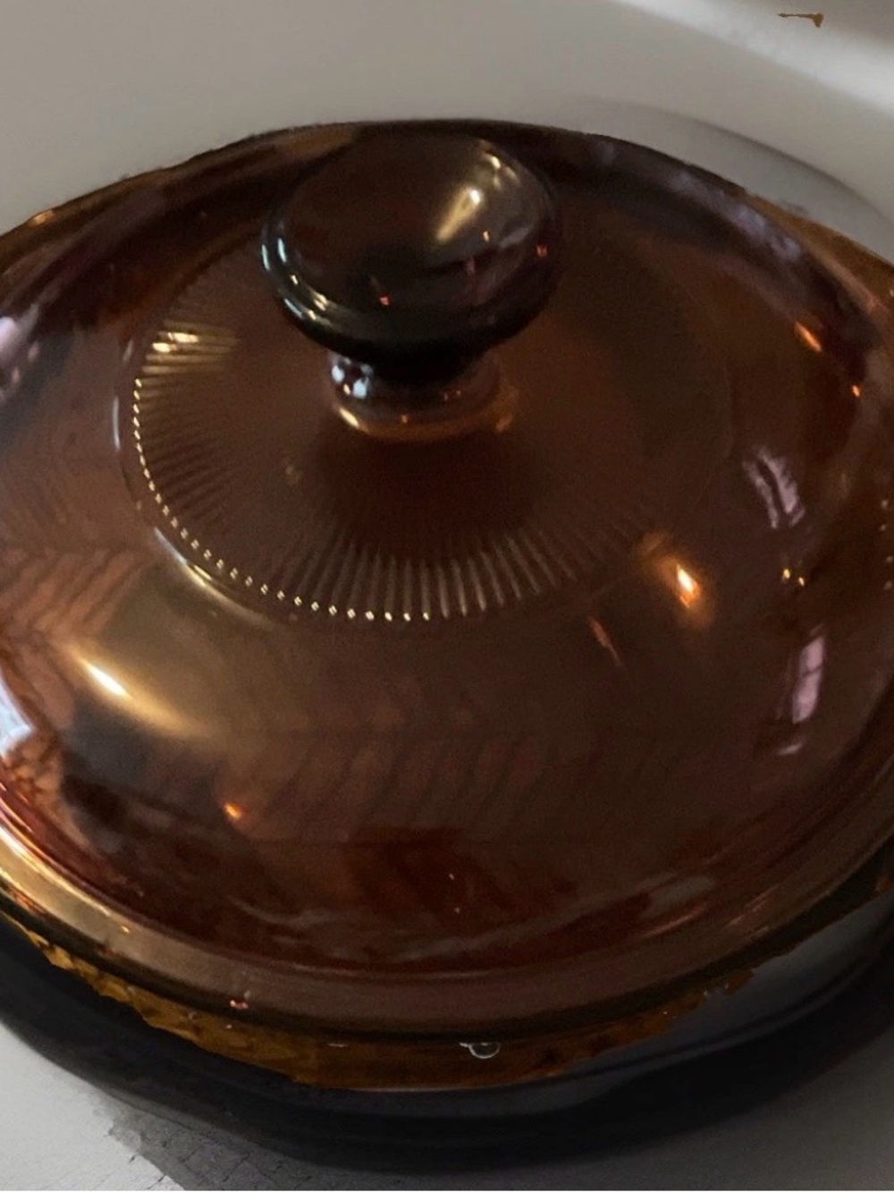 Vtg. Pyrex Cranberry Amethyst Glass Covered Casserole Dish 2 Qt 024 Ribbed Lid